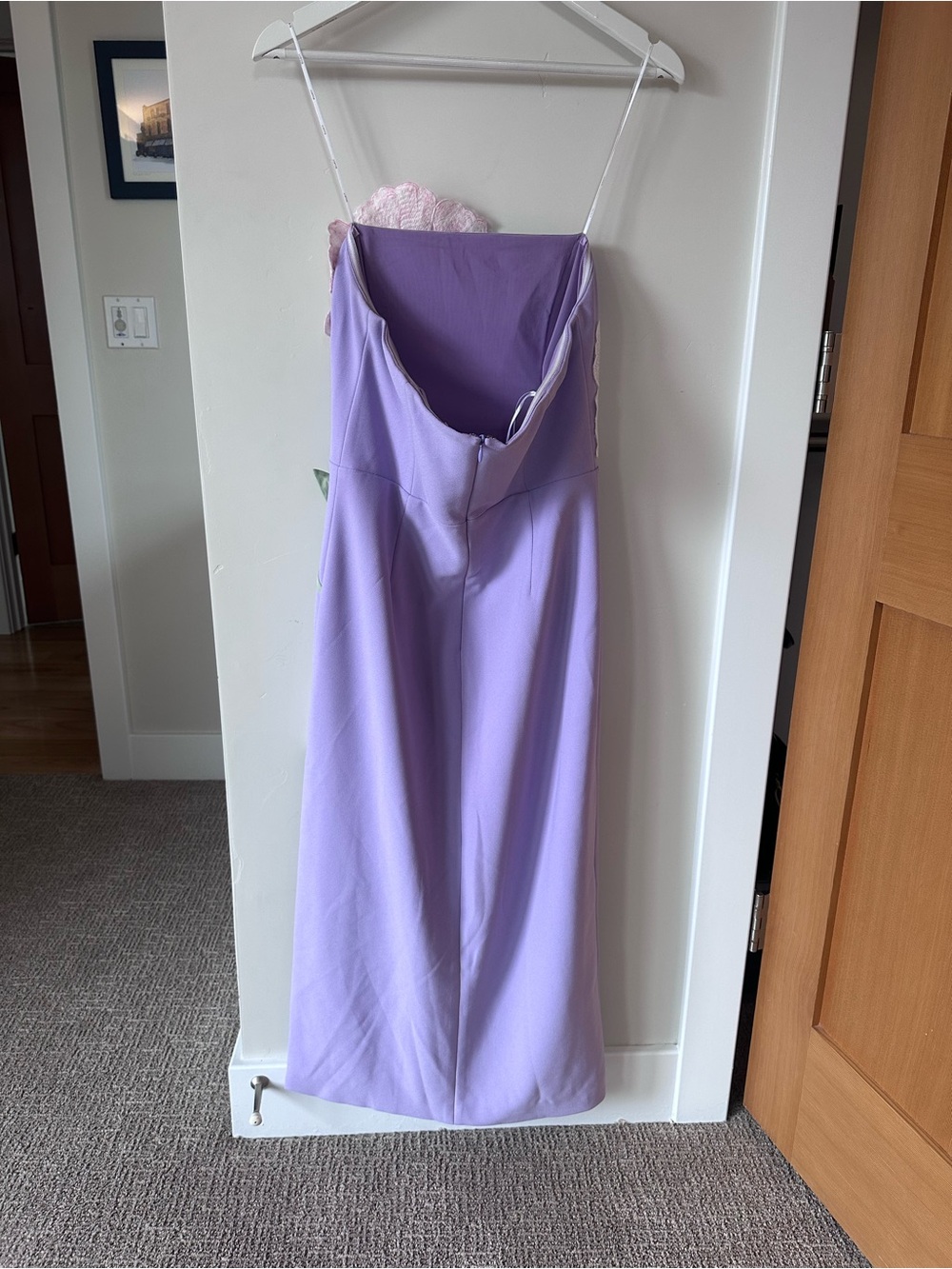 Elliatt Hope Lavender Strapless Midi Dress with Floral Applique - Picture 4 of 7